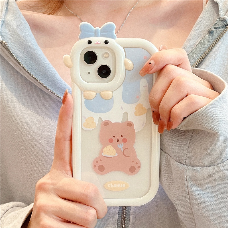 Soft Case TPU Transparan Motif Beruang Untuk Compatible for iPhone 14 13 12 11 Pro Max Xr Xs Max iPhone 8 7 6 6s Plus Bear Phone Case Clear Silicone Anti-Scratch Handphone Hard Case Shockproof Soft TPU Protective Cover Casing