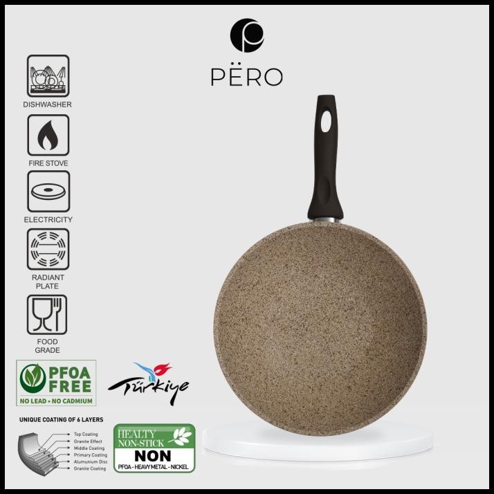 PERO WOK PAN 28CM BROWN HANDLE