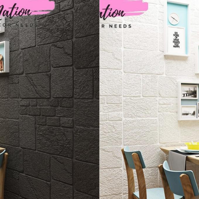 Buruan serbu] decor.nation WALLPAPER DINDING FOAM BATU ALAM HITAM TEBAL 7MM