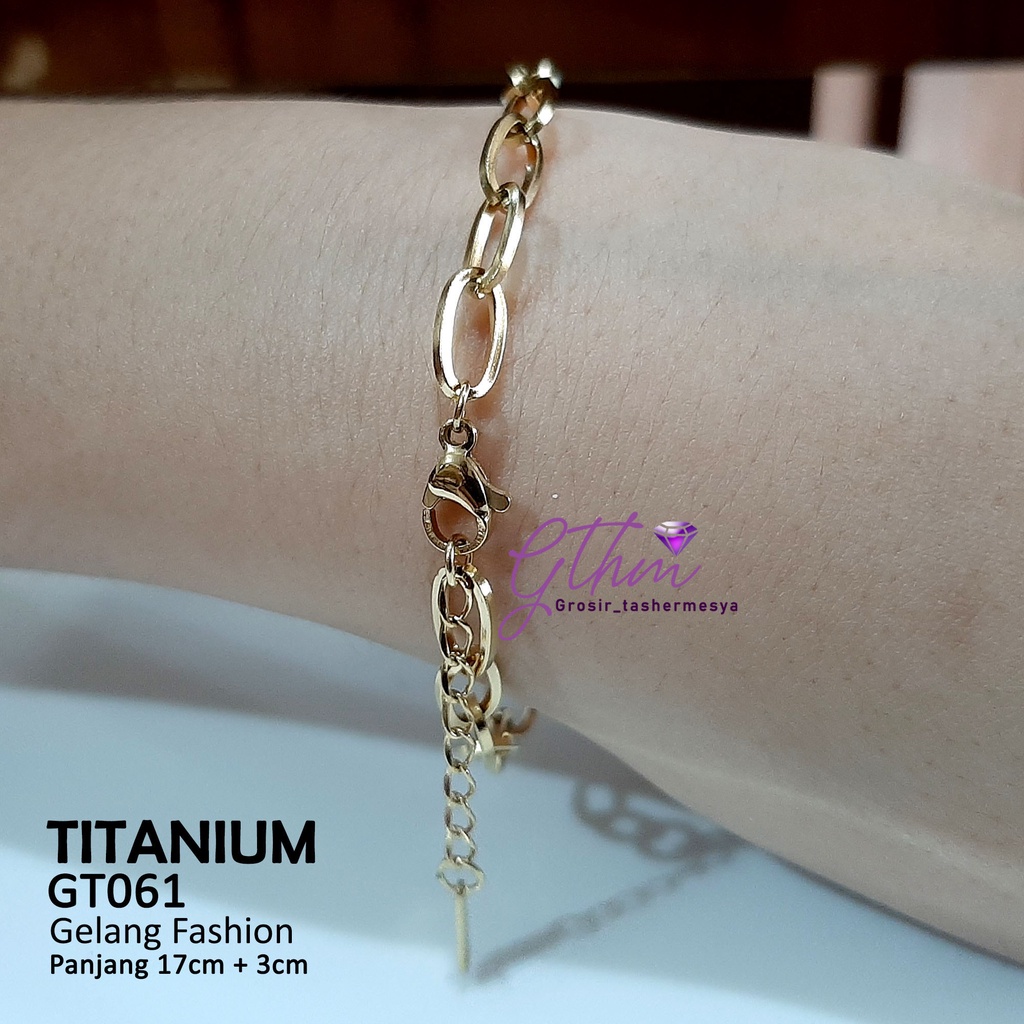 Gelang Wanita Titanium Rante Paperclip Perhiasan Import Premium Stainless Steel GT061 gthm