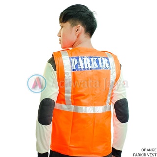 Jual Rompi Parkir Oren Rompi Lapangan Rompi Safety Parasut Fabric