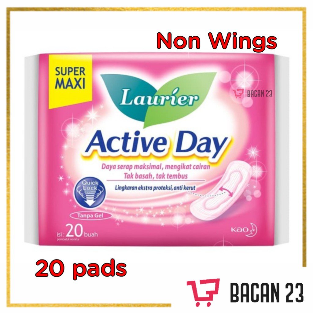 Laurier Active Day Non Wings ( 20 Pads ) / Pembalut Tanpa Sayap - Softex / Bacan 23 - Bacan23