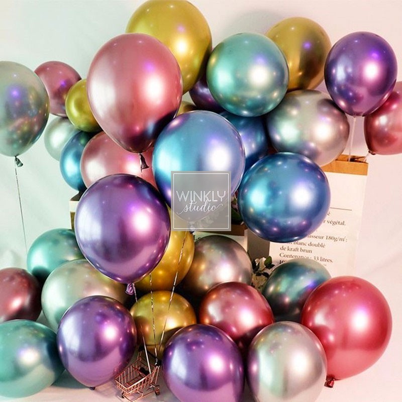 Balon Chrome Latex Metalik 12 inch TEBAL / Balloon Chrome 2in1 Latex Metallic