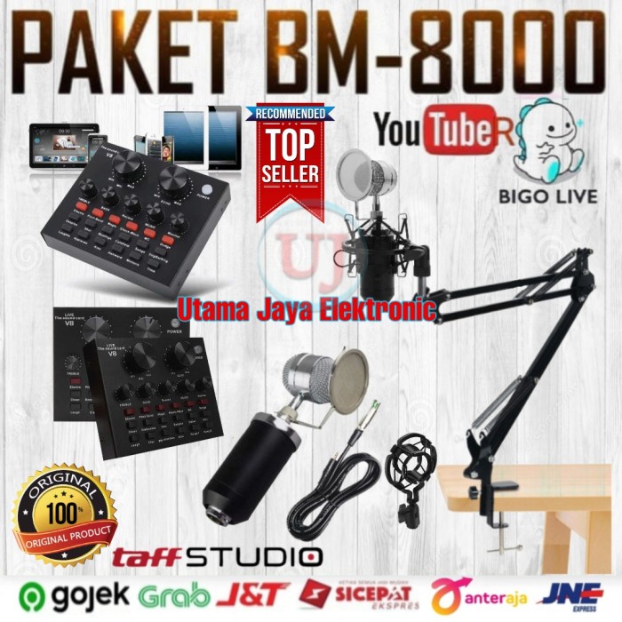 Paket Komplit BM8000 Soundcard V8 Mixer V8 Home Rechording Terbaik