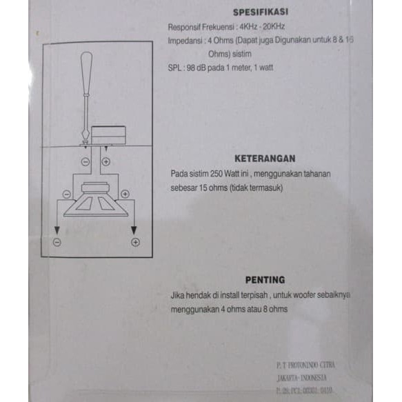 Tweeter Twiter AIRROW Model Bulat HL006A Super High Frequency 250 Watt