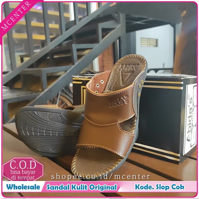 Sandal Kulit Cowok Asli Varian Slide Kode Slop Ready 6 Size 2 Pilihan Warna Original Abida's