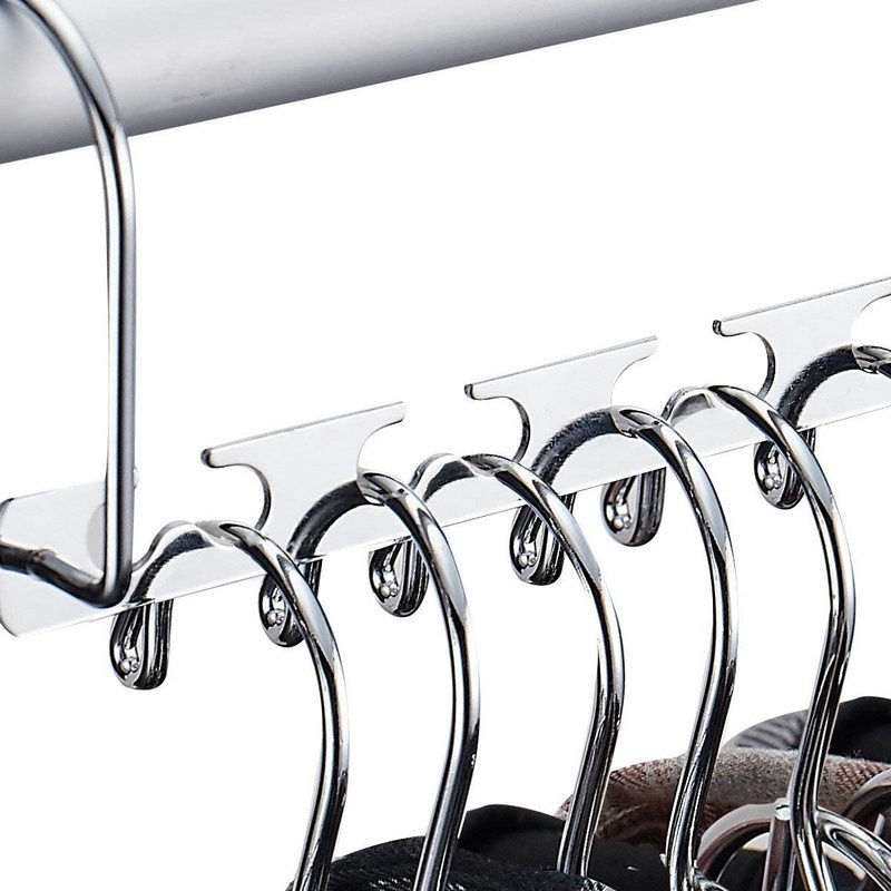 Rak Gantungan Baju Model Lipat Multifungsi Dengan 6 Lubang Bahan Stainless Steel Metal