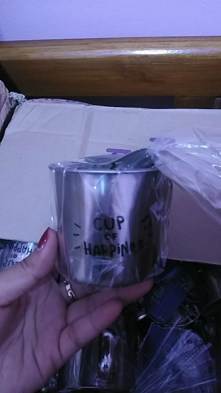 Souvenir Gelas Stainless Kemas Plastik