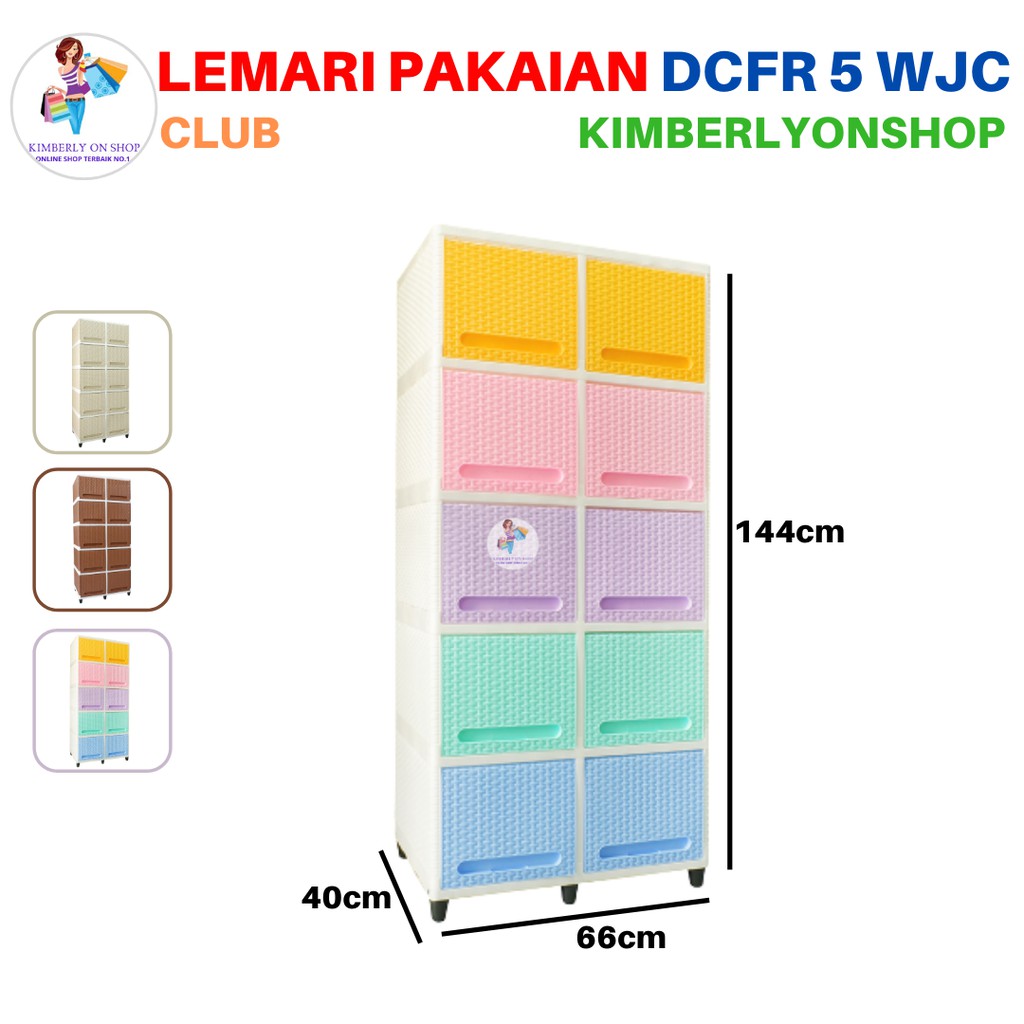 Lemari Pakaian Plastik Laci Clip Flip Double Susun 5