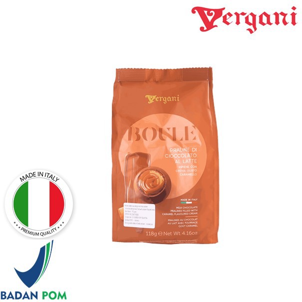 

Vergani Boule Milk Chocolate Caramel / Coklat Italy Rasa Caramel 118gr