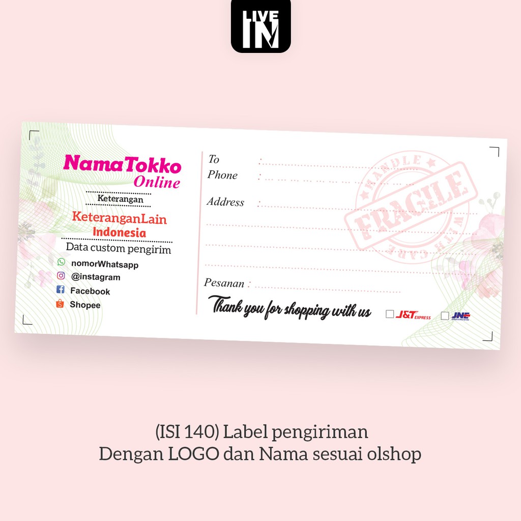 

label alamat pengiriman 15x6,5cm Isi 100 lembar stiker HVS
