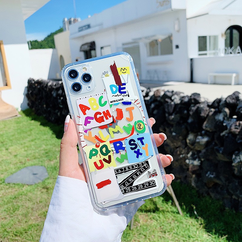 TRANSPARENT ALPHABET COLORFULL CASE IPHONE ESTETIK CUTE CASING IPHONE 6 7 8 6+ 6S+ 7+ 8+ X XS MAX XR