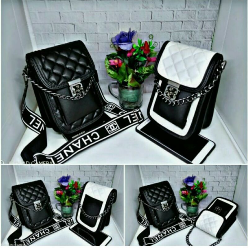 SLING BAG HP CNL BORDIR KUNCI PUTER KERAN BLACK AND WHITE.LISBAN FULL EMBOST,TOP MODEL