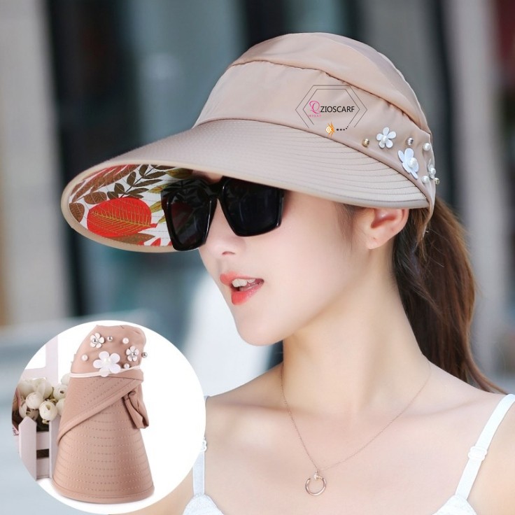 TOPI VISOR PANTAI OUTDOOR PELINDUNG ANTI UV MATAHARI TOPI LIPAT LEBAR WANITA PRIA IMPORT ZIO ZC