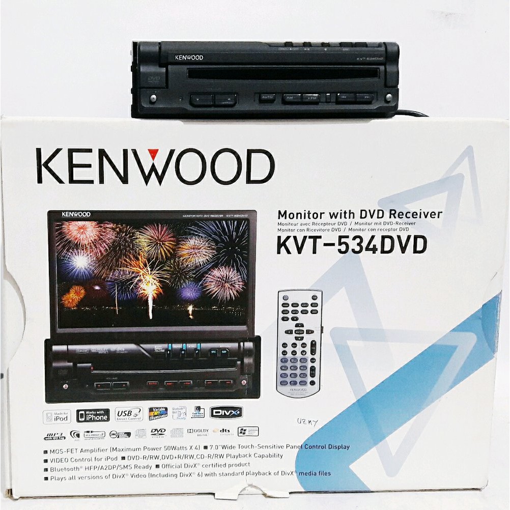Singledin Monitor Sliding Kenwood 7 inch KVT 534 DVD Bluetooth Touchscreen - In Dash Headunit Mobil