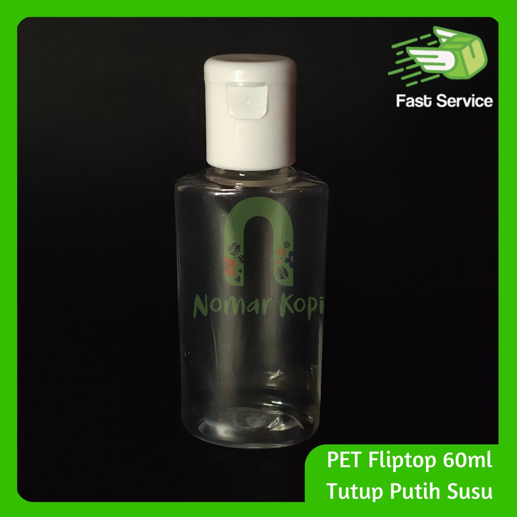 Botol PET 60ml Bening Fliptop Tutup 2 Tone Hand Sanitizer Sabun Lotion Toner Shampoo HARGA GROSIR