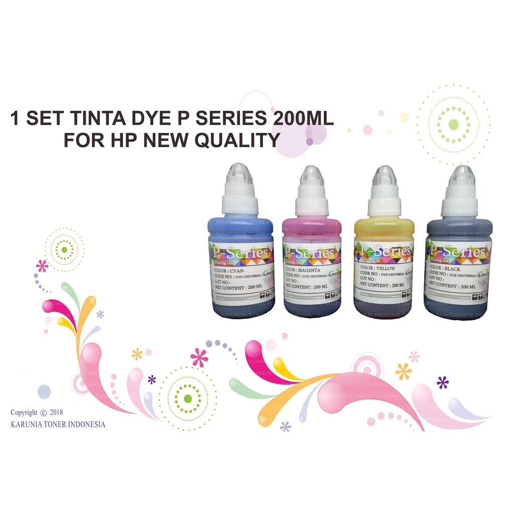 1 SET TINTA DYE P SERIES 200ML FOR HP NEW QUALITY