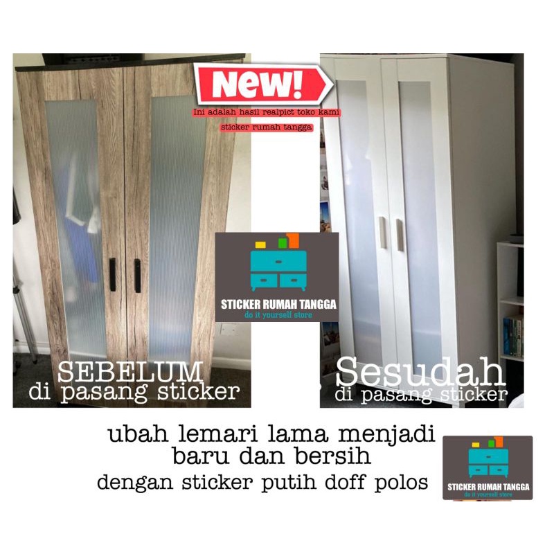 Stiker lemari kitchen set putih glossy dan doff/motif serat kayu full roll 45cm × 15meter