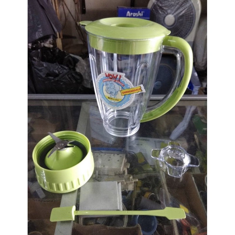 Tabung Blender + Tapak + Sendok Miyako Original 1 Set / Tabung Gelas Jus Plastik Jar Blender Ori