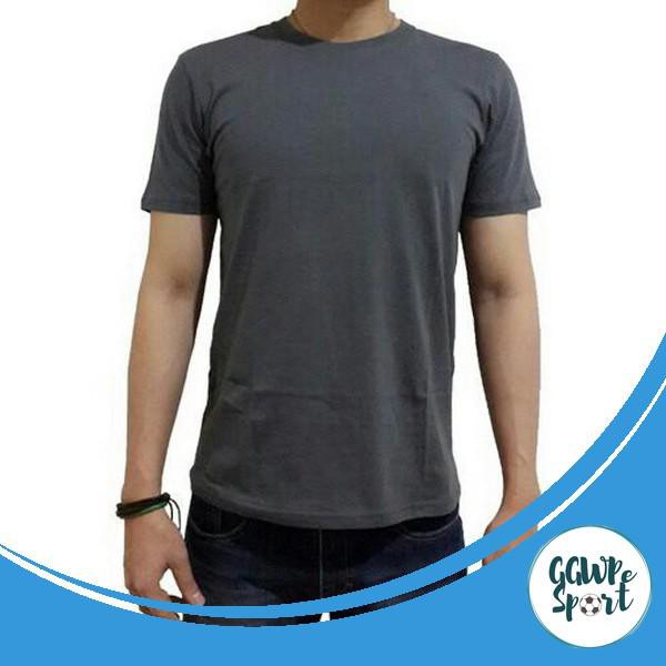 KAOS POLOS LENGAN PENDEK PRIA COWOK LAKI LAKI ABU GELAP KATUN COMBED 30S GARANSI KUALITAS TERBAIK