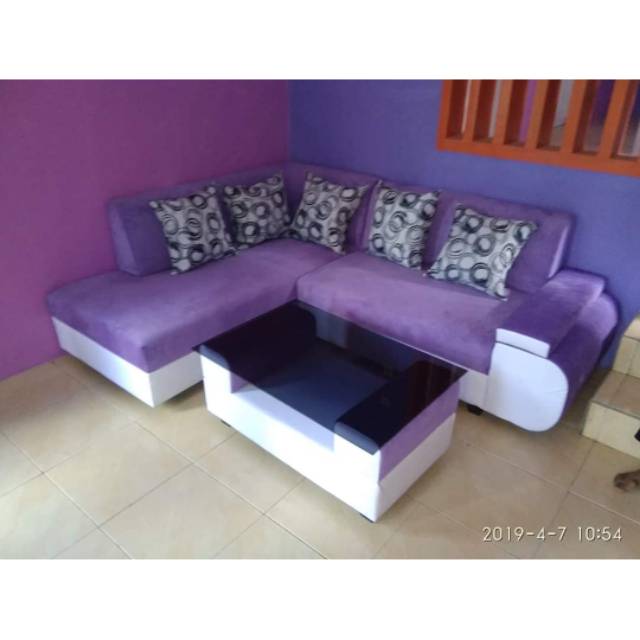 Sofa L sofa ungu sofa purple sofa violet sofa murah gratis ongkir bayar di tempat