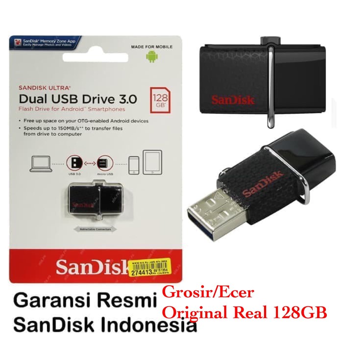 SANDISK FLASHDISK Sandisk OTG ULTRA DUAL DRIVE USB 3.0 128GB / USB OTG