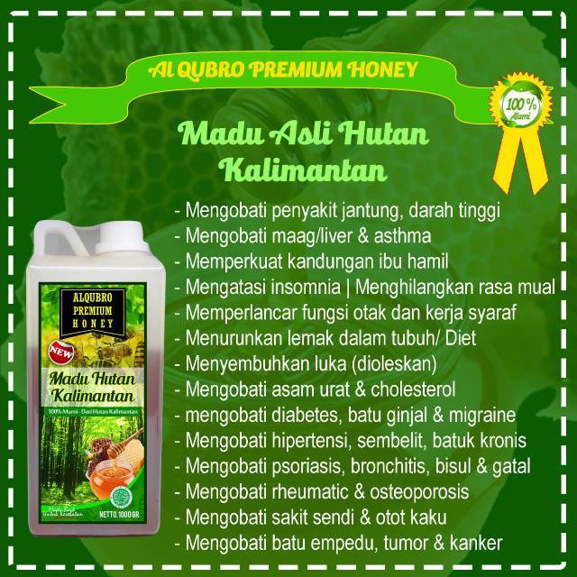 

Madu hutan Kalimantan Al Qubro Premium I Regular Asli Murni 100% Banyak Manfaatnya Berkualitas