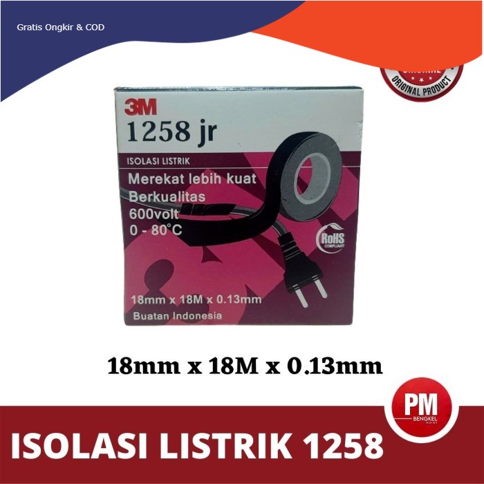 

Isolasi Listrik 3M 1258 JR Hitam Solasi kabel listrik rumah automotive