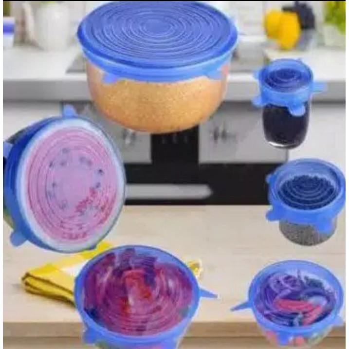 6 in 1 Stretch Bowl Cover Lid Silicone food cover tutup wadah E028