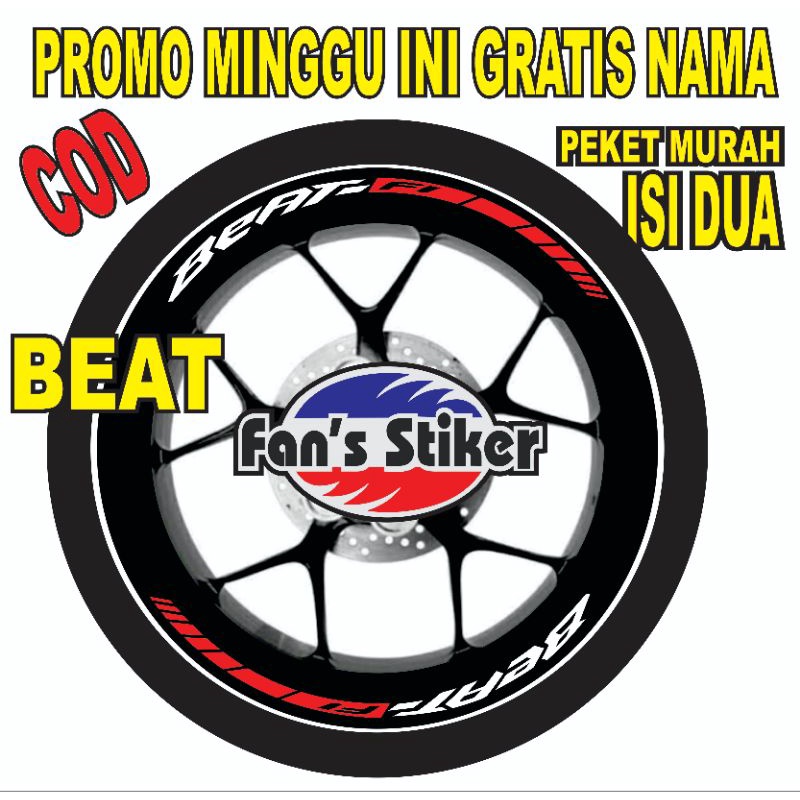 Stiker lis pelek honda beat new ring 14 isi dua pcs termurah,cutting stiker beat