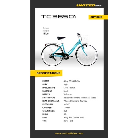 sepeda city bike 26 inch United TC 3650 i Terbaru