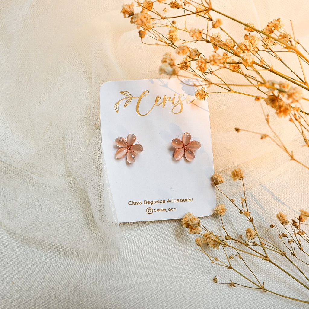 Aimee Earrings | Anting tusuk bunga korea pink cantik aksesoris wanita trendy stylish