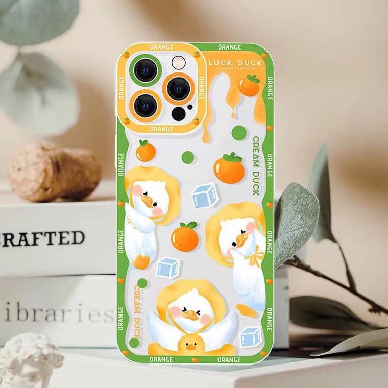 Soft Case Silikon TPU Transparan Motif Bebek Untuk IPhone 14 13 12 11 Pro X XR XS Max SE 6 6S 7 8 Plus