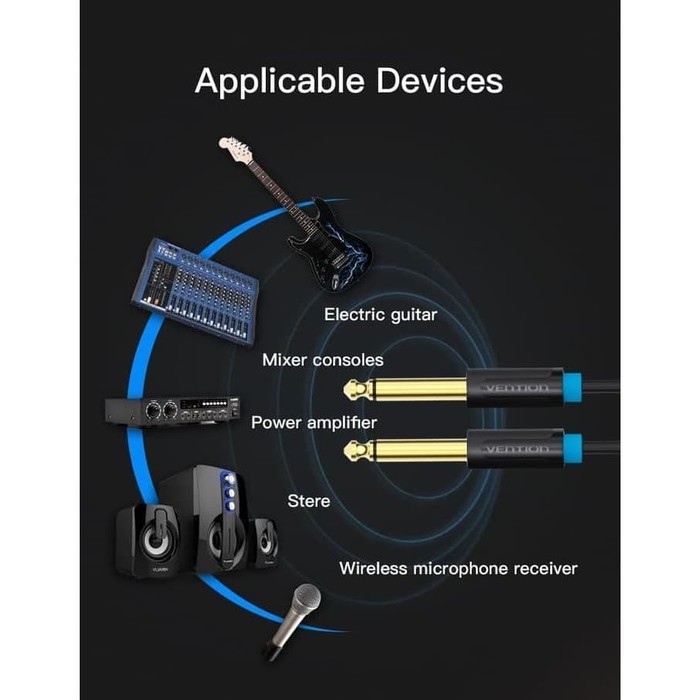 Vention BAA 5M kabel Audio Aux 6.5mm Male to 6.5mm Male