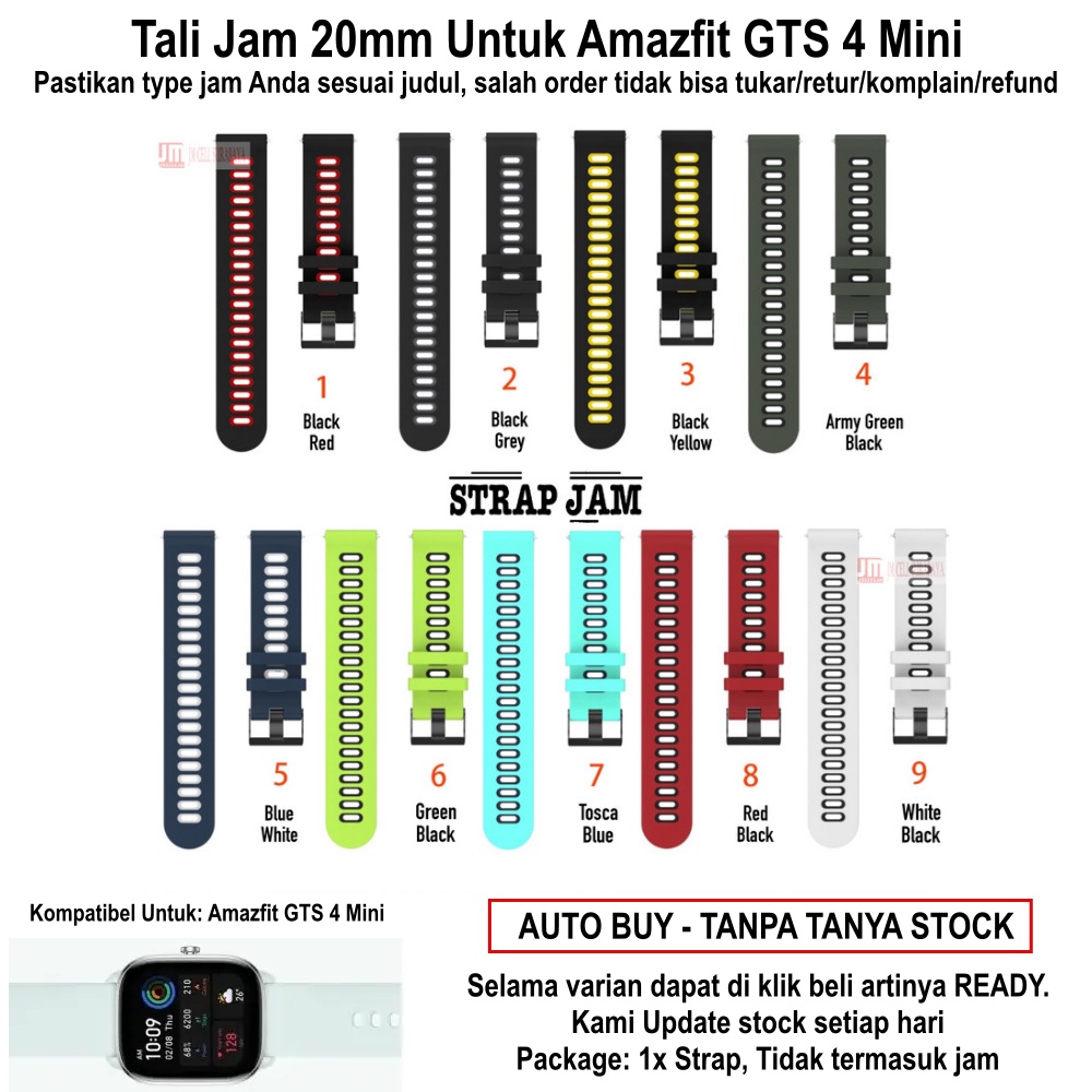 DUAL TONE Strap Amazfit GTS 4 Mini - Tali Jam Tangan 20mm Silikon Dua Warna