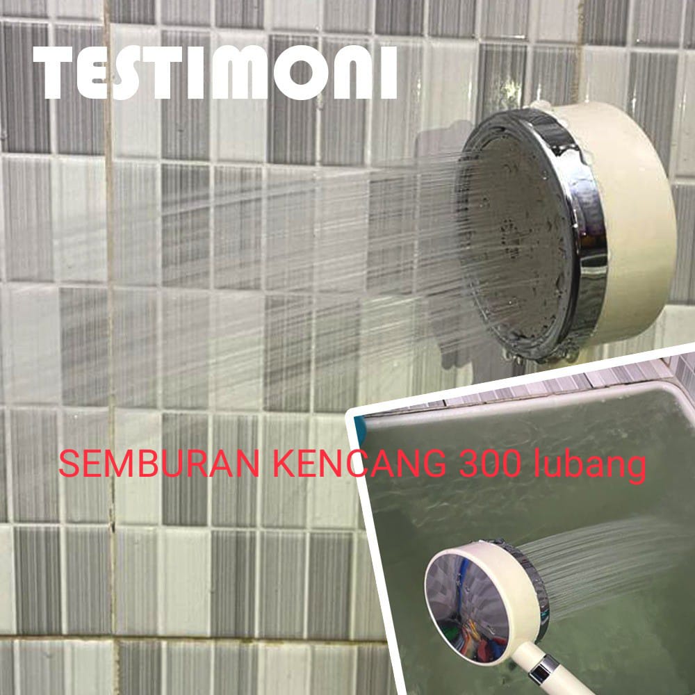 Shower Kepala Mandi Paket 300 Lubang Tekanan Tinggi Pancuran Aerator Head Filter Selang Rumah Salon