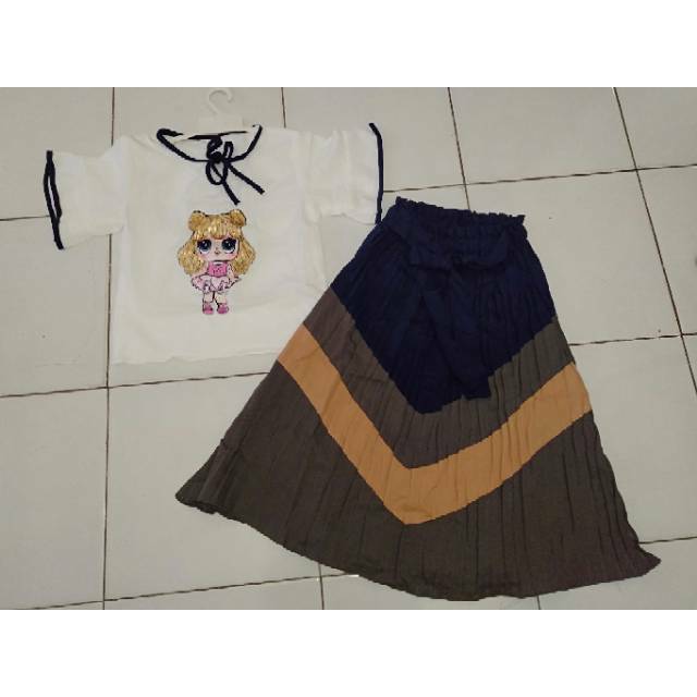  Setelan  Rok Plisket  LED LOLpelangi anak 6 8th Shopee 