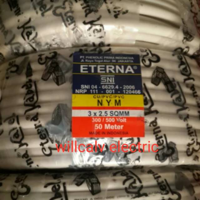 KABEL ETERNA 3X2.5 - KABEL ETERNA NYM 3X2.5 - KABEL KAWAT ETERNA PUTIH  3X2.5 KAWAT TEMBAGA 50 METER