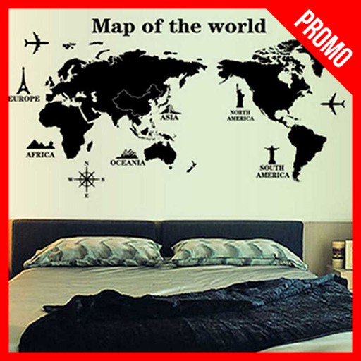 Sticker Wallpaper Peta Dunia - Sticker Wallpaper Dinding World Map Decoration - Hiasan Dinding Murah