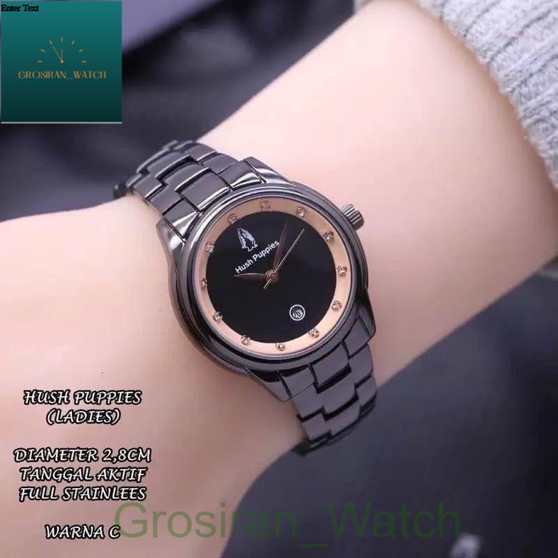 JAM TANGAN WANITA SUPER PREMIUM TANGGAL AKTIF STAINLISS STEEL HP-9651 [G_W]