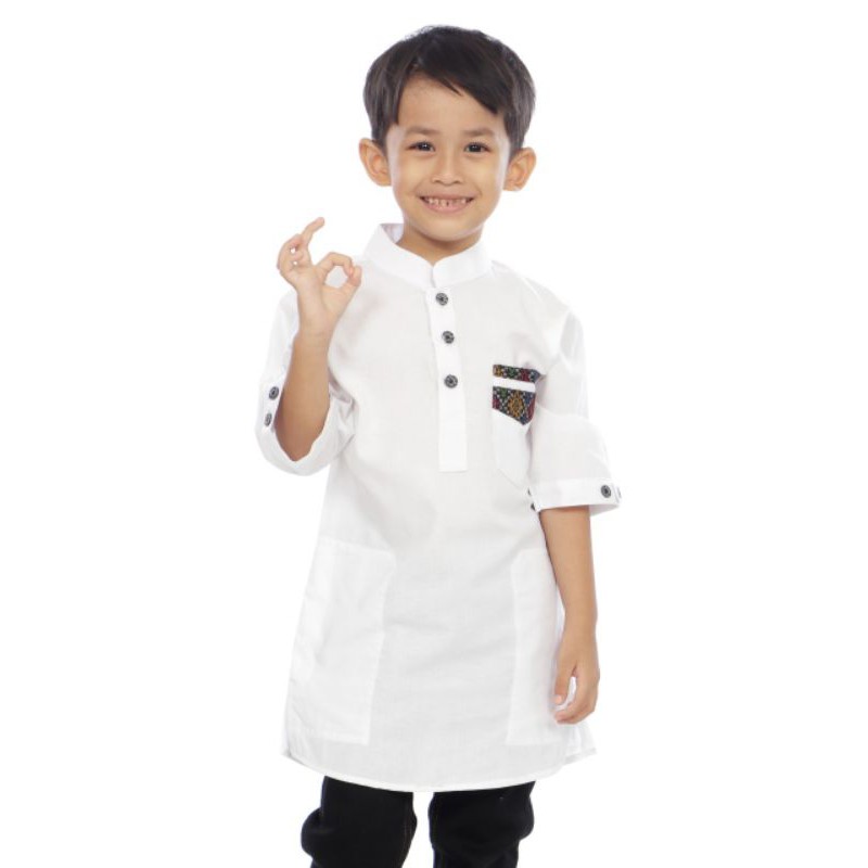 baju koko anak motif saku batik koko anak laki-laki model kurta bahan oxford size M L XL XXL