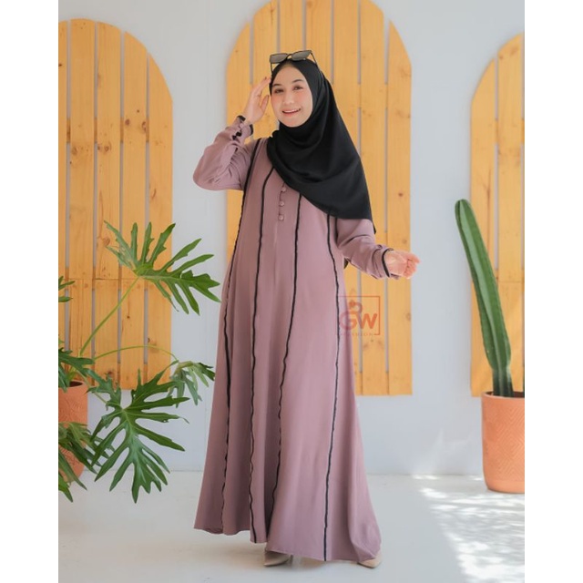 NAIMA RGW DAN DANIA ZR DRESS MUSLIM BAJU WANITA MUSLIMAH OOTD FASHION HIJAB HIJABERS POLOS ITYCREPE KATUN MURAH ECER GROSIR TERBARU