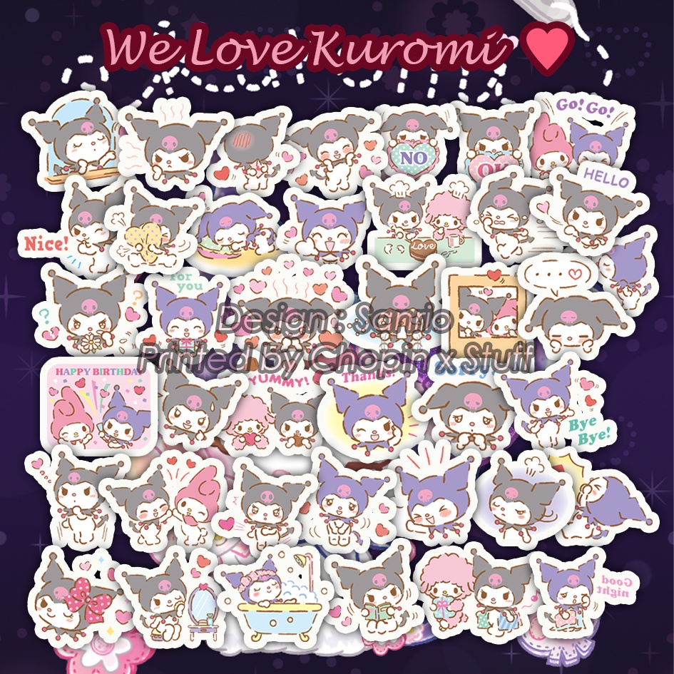 

Sticker Pack Waterproof Anti Air We Love Kuromi (Sanrio) / Stiker Cute Lucu Imut @40pcs