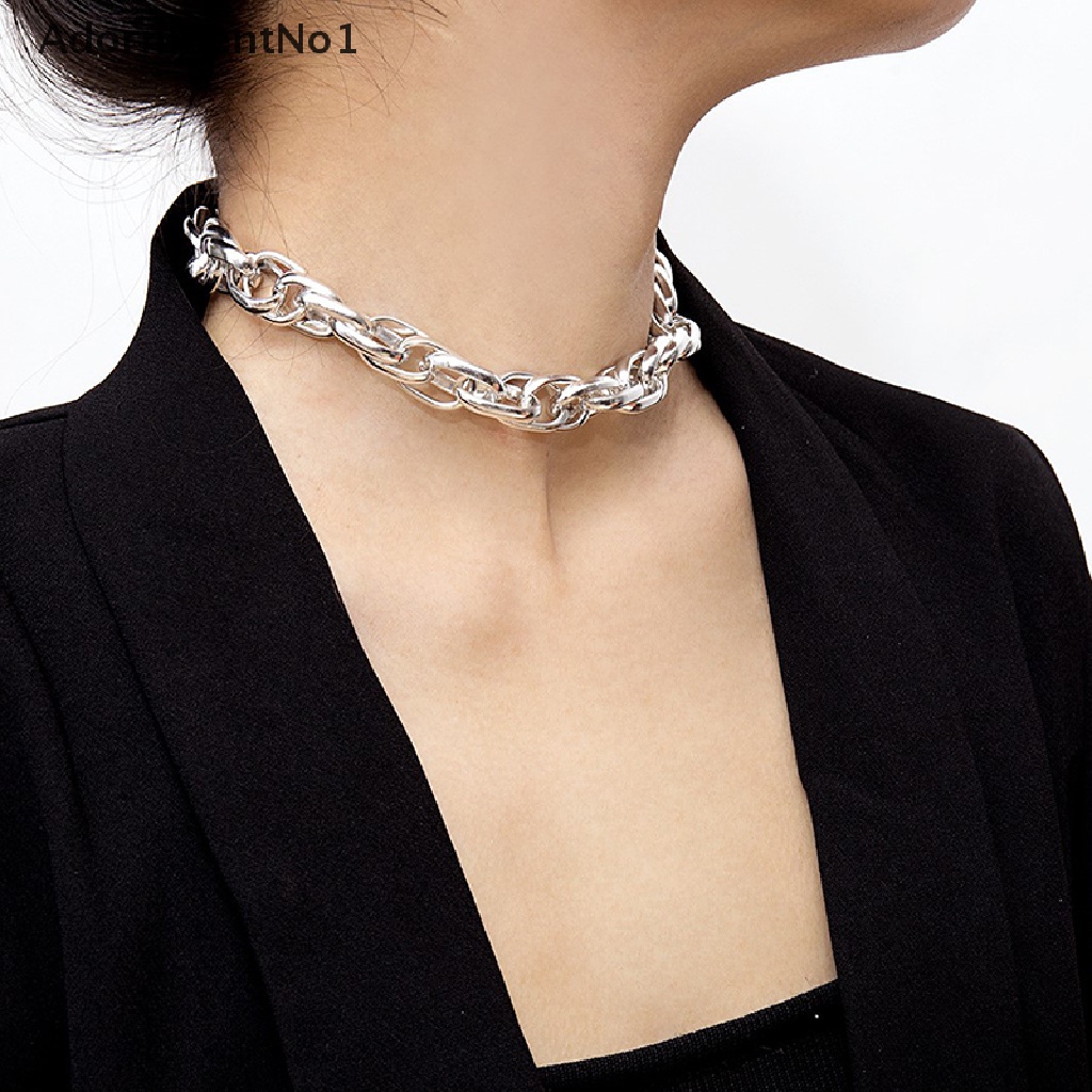 (AdornmentNo1) Kalung Choker Rantai Tebal Bahan Metal Gaya Punk Untuk Wanita