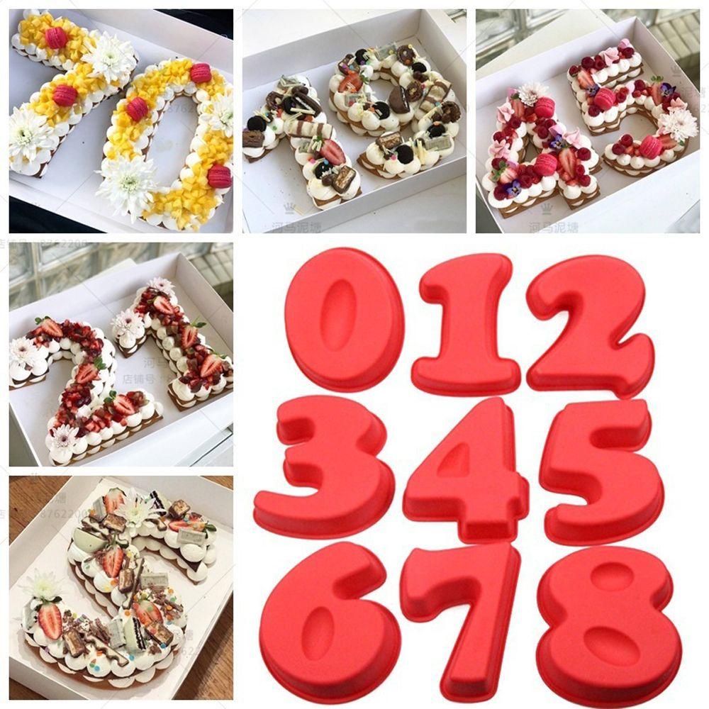 Cetakan Kue Bentuk Angka 0-8 Bahan Silikon Warna Acak Untuk Pesta Ulang Tahun