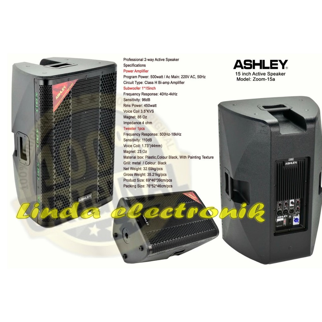 Speaker Aktif 15 Inch Ashley Zoom15A  Garansi  Resmi ashley Zoom 15A