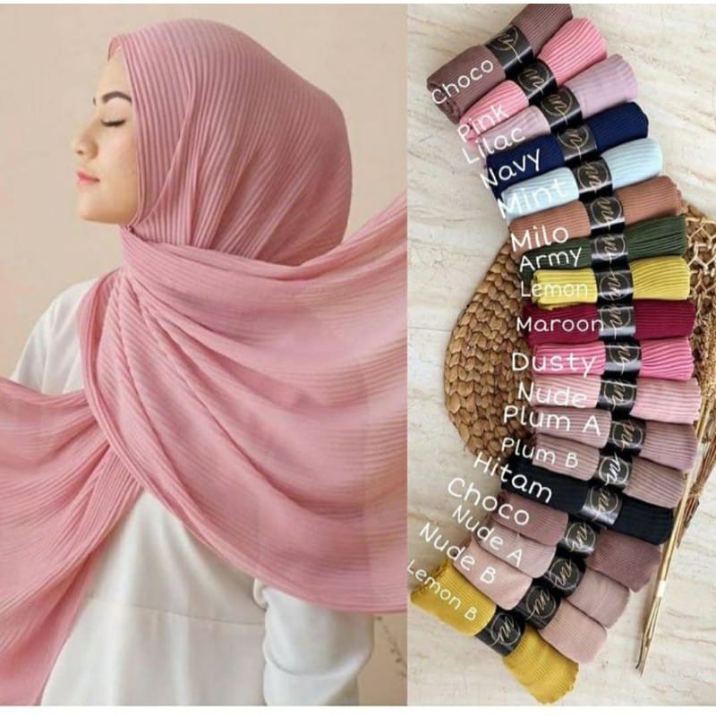 PASHMINA PLISKET DIAMOND CREPE  / PASHMINA SHAWL PLISKET / PLEATED SHAWL TERMURAH