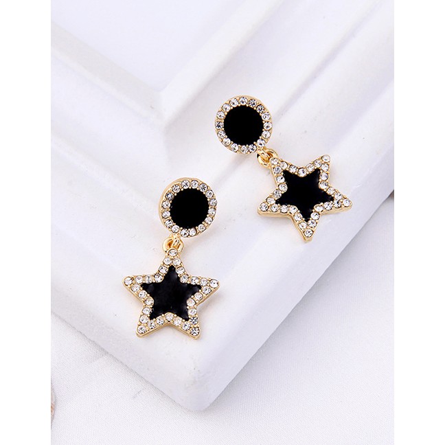 LRC Anting Tusuk Fashion Crystal Studded Geometric Earrings D09837