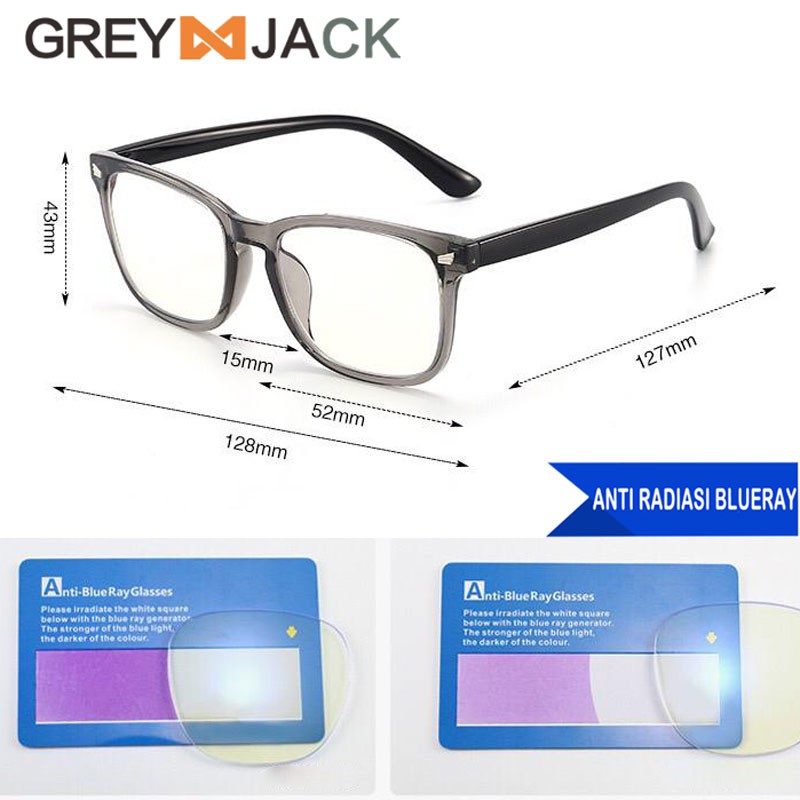 Grey Jack Kacamata Anak Remaja Lensa Anti Radiasi Blueray Komputer HP TV Fashion Anak Perempuan dan Laki-laki 8297-5