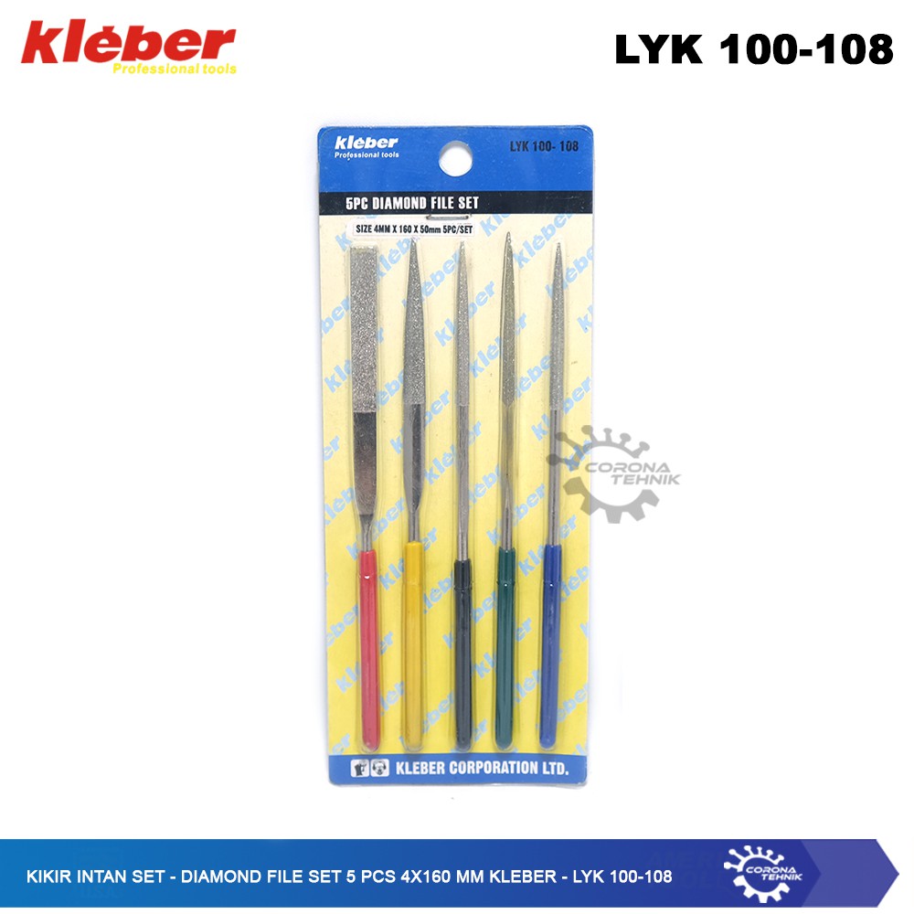 LYK 100-108 - Kikir Intan Set - Diamond File Set 5 Pcs 4x160 mm Kleber